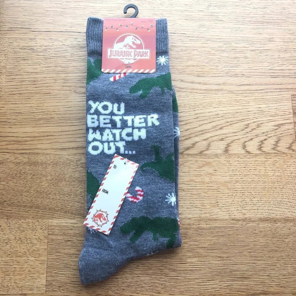 Jurassic Park Christmas Socks Stocking Stuffer NWT